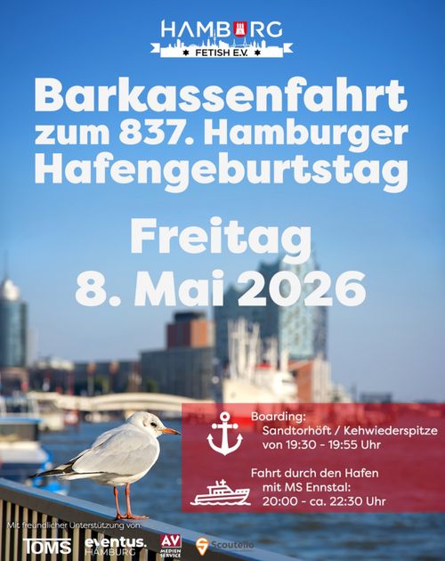 Barkassenfahrt in Gear zum 837. Hamburger Hafengeburtstag