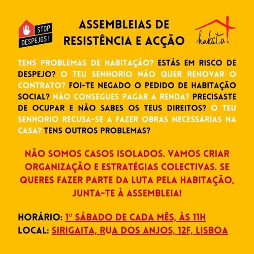  Assembleias de resistência e acção da Habita-Stop Despejos